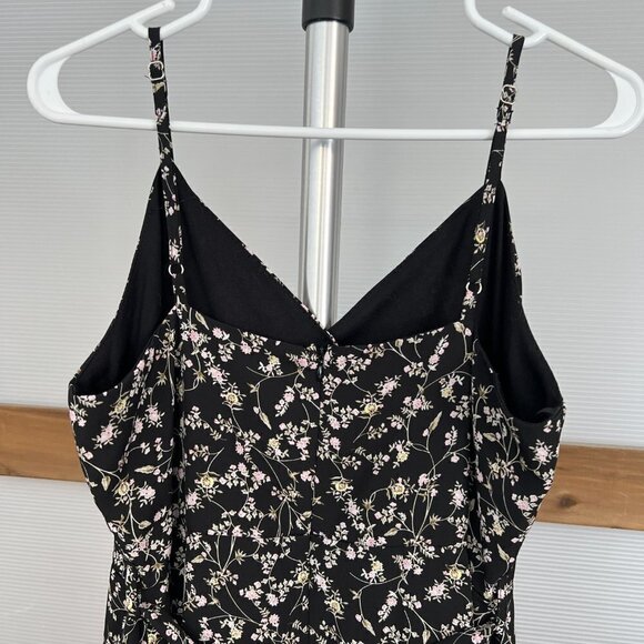 She + Sky Black Floral Ruffle Bottom Lined Mini Fit Flare A-Line Sun Dress Sz L - Picture 9 of 15